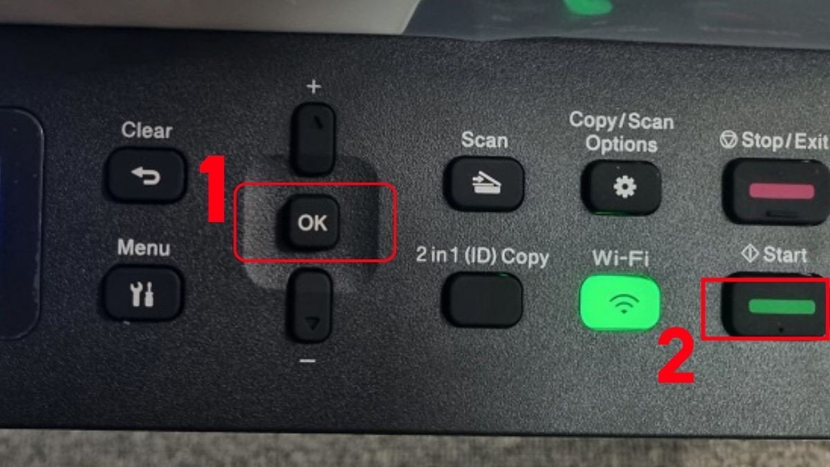 Xác nhận OK để máy in Brother thực hiện khôi phục cài đặt gốc