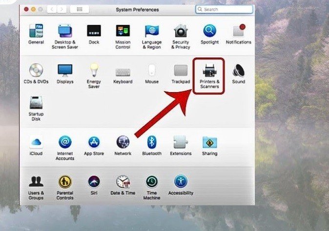 Chọn Print and Scan trong System Preferences để bắt đầu thêm máy in wifi cho Macbook