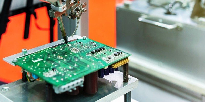 Bảng mạch điện tử được phay bằng máy CNC với đường mạch sắc nét, thể hiện ưu điểm về độ chính xác