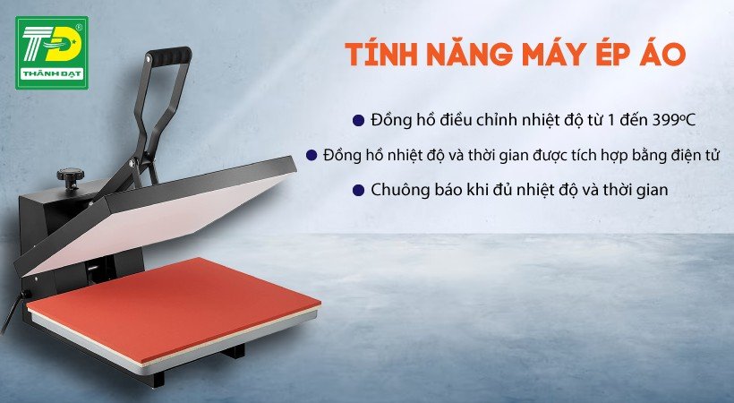 Bảng điều khiển điện tử hiển thị nhiệt độ và thời gian của máy ép áo thun