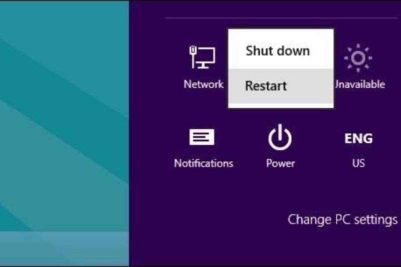 Khởi động lại máy tính để xử lý lỗi kết nối máy in