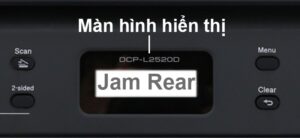 Máy in hiển thị thông báo lỗi Jam Rear trên màn hình