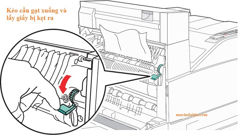Lấy giấy bị kẹt ở khay sau máy in