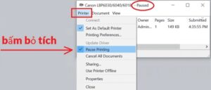 Hướng dẫn bỏ chọn Pause Printing để sửa lỗi máy in bị pause