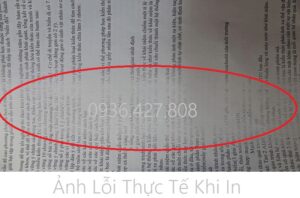 Bản in ví dụ về tình trạng máy in bị mờ ở giữa