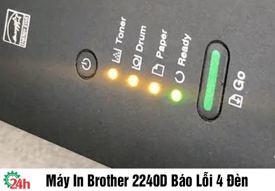 Minh họa máy in Brother 2240D đang báo lỗi với các đèn sáng