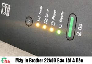 Minh họa máy in Brother 2240D đang báo lỗi với các đèn sáng
