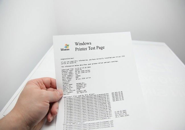 In trang kiểm tra Printer Test Page từ máy in Canon 2900