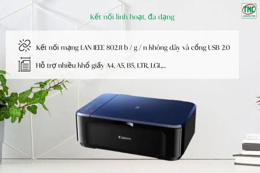 Máy in phun màu Canon PIXMA E560 với tùy chọn kết nối không dây linh hoạt