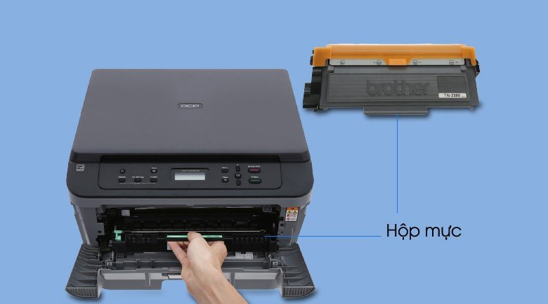 Kiểm tra và lắp hộp mực cho máy in laser Brother DCP L2520D
