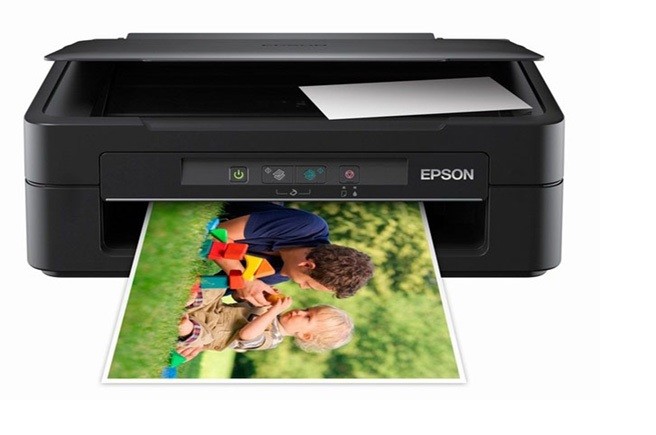 Hình ảnh máy in Epson L310 với khay mực được mở ra để chuẩn bị đổ mực