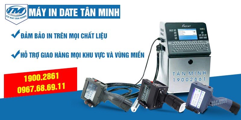 Máy đóng date in phun hoạt động trên dây chuyền sản xuất