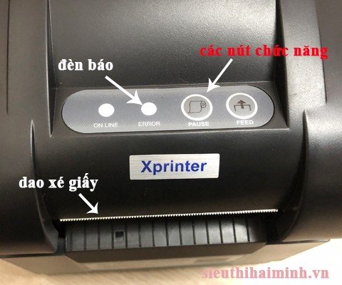 Các nút chức năng và đèn báo trên máy in Xprinter 350B