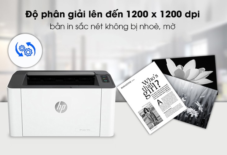 Chất lượng bản in sắc nét của máy in HP Laser Trắng Đen 107w WiFi