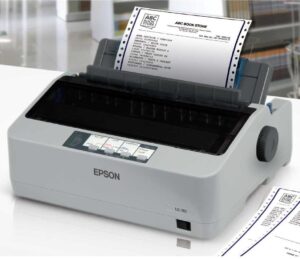 Máy in kim Epson LQ-310 màu đen với các nút điều khiển