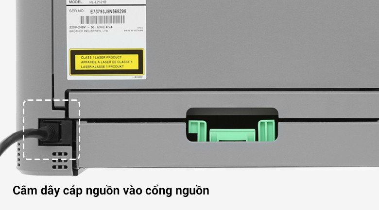 Kết nối dây nguồn và bật máy in Brother HL-L2321D