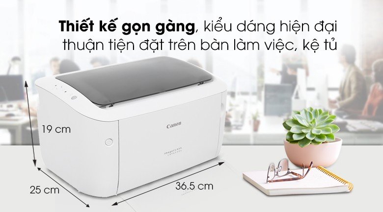 Thiết kế nhỏ gọn hiện đại của máy in Canon LBP 6030W phù hợp không gian văn phòng