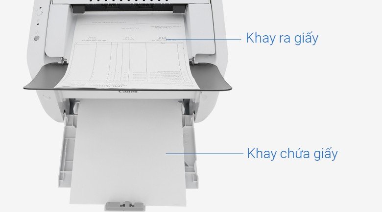 Nạp giấy in vào khay và mở khay đỡ giấy ra của máy in Canon LBP 6030W Wifi