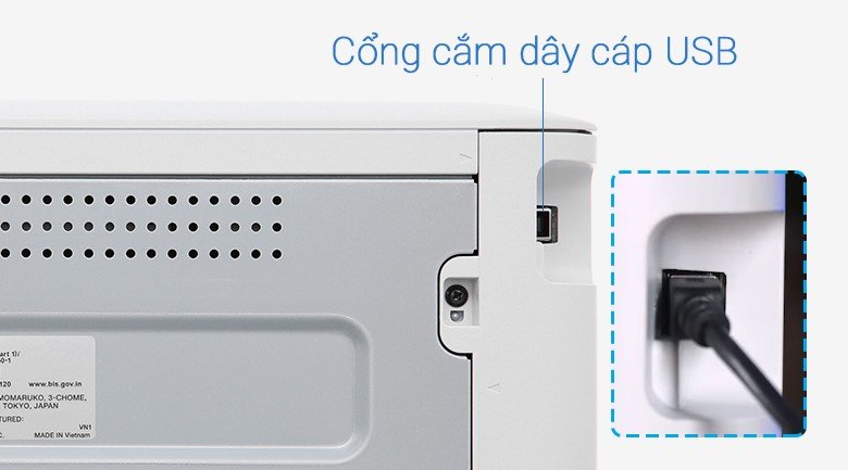 Kết nối máy in Canon LBP 6030W Wifi với máy tính thông qua cáp USB để tiến hành cài đặt driver