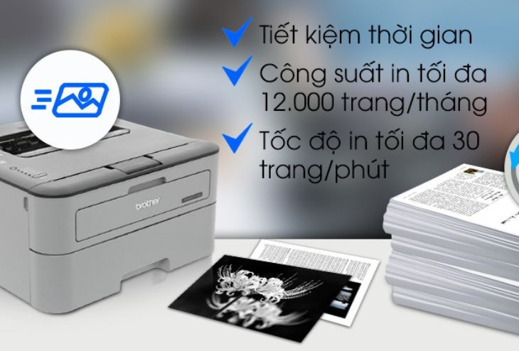 Máy in laser trắng đen Brother HL giúp xử lý công việc nhanh chóng