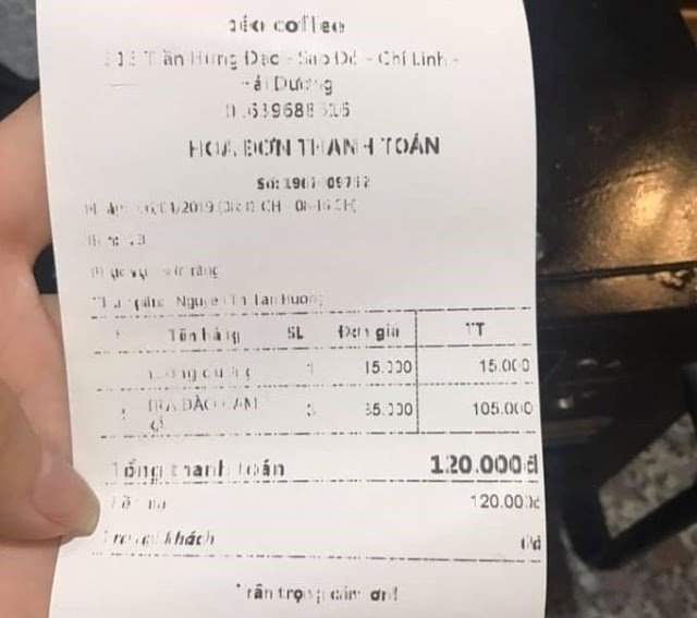 Hóa đơn từ máy in nhiệt bị mờ mực gây khó đọc thông tin