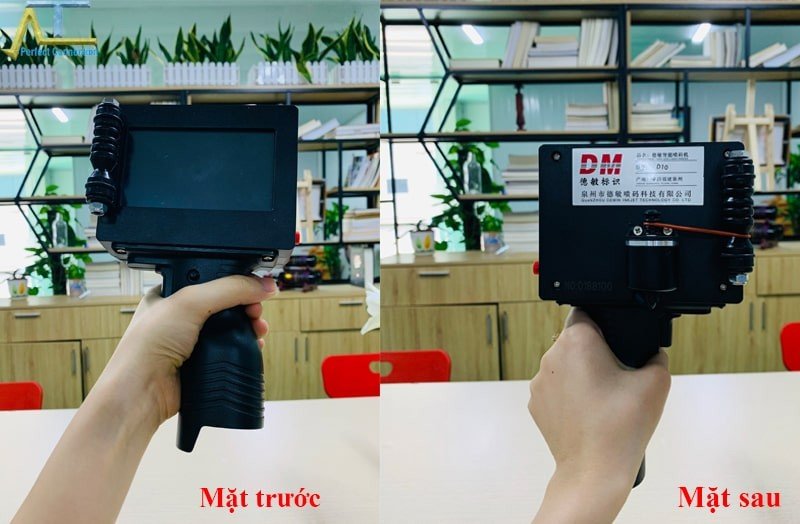 Hình ảnh minh họa hai mặt của máy in date cầm tay mini