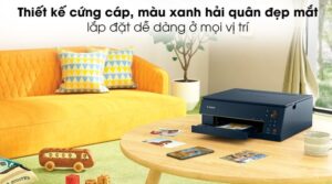 Thiết kế máy in màu Canon PIXMA TS6370 xanh navy nhỏ gọn phù hợp văn phòng khi mua tại Phong Vũ