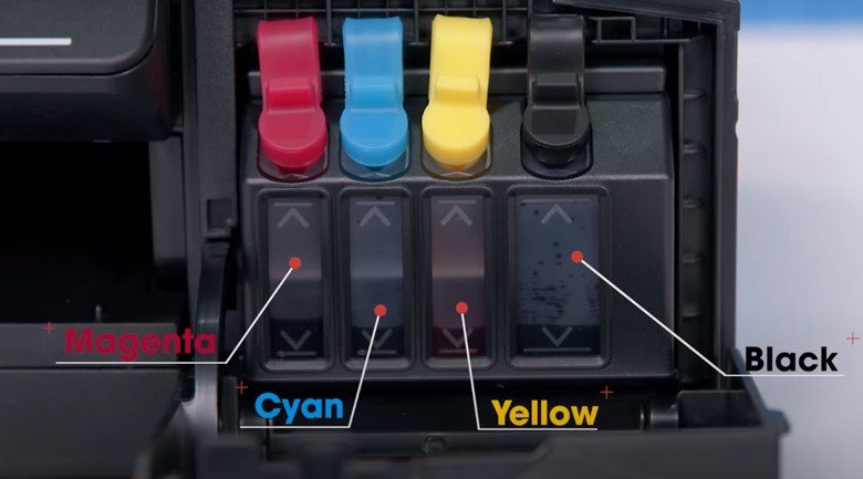 Các bình mực màu chính hãng BTD60BK và BT5000 cho máy in Brother DCP T310