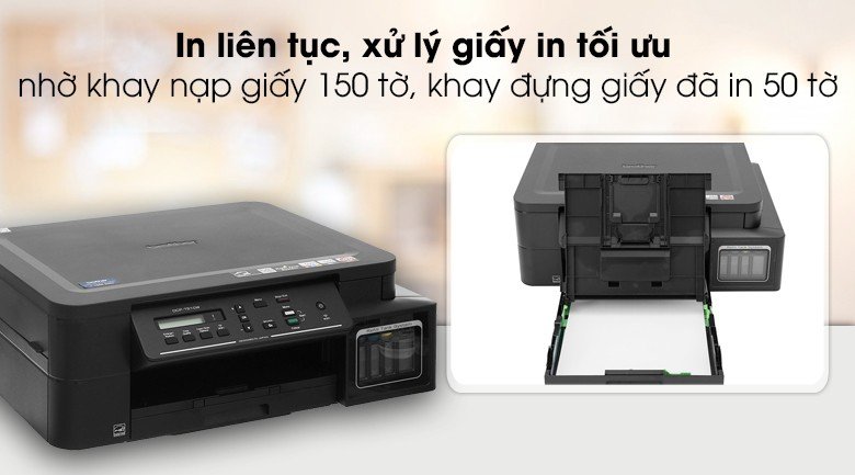 Khay nạp giấy 150 tờ và khay ra giấy 50 tờ của máy in Brother DCP-T510W