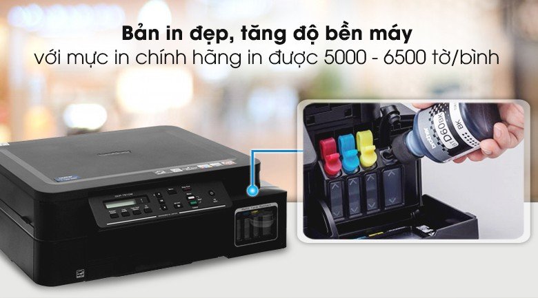 Đổ mực chính hãng vào các bình mực của máy in Brother DCP-T510W