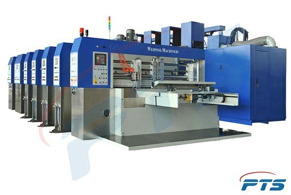Máy in flexo CI Press Weipong với trục ép in trung tâm lớn và các đơn vị màu xung quanh