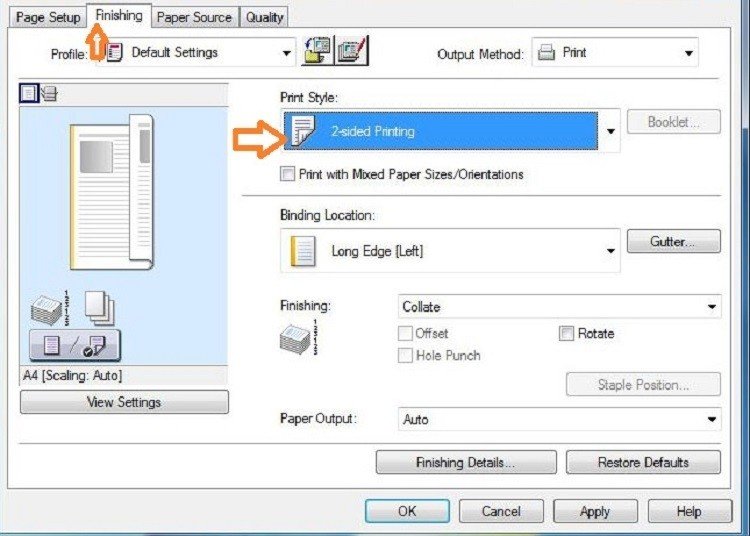 Cài đặt chế độ in 2 mặt cho máy in Canon 6230 trong Printing Preferences