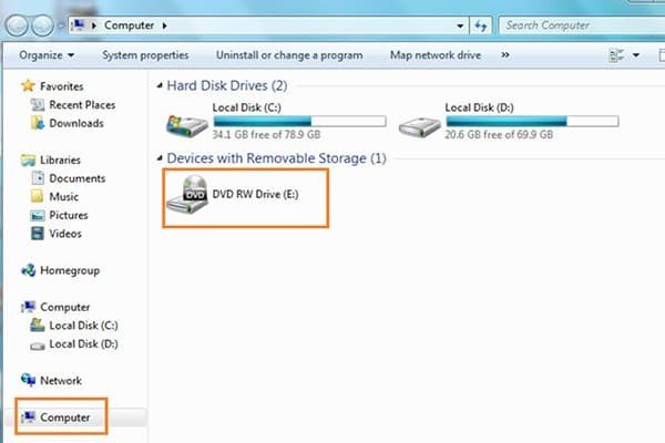 Mở ổ đĩa CD chứa driver máy in Canon 2900 trên máy tính