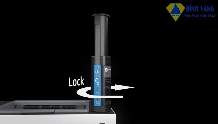 Xoay bình mực để nạp mực vào máy in HP Neverstop