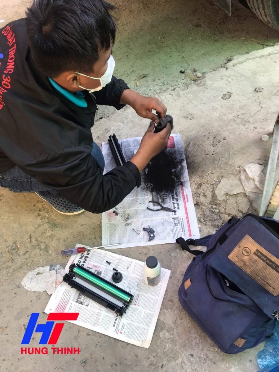 Hình ảnh hộp mực máy in sau khi được nạp mực mới tại Nha Trang