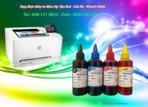 Hộp mực máy in màu HP và chai mực nạp chuyên dụng