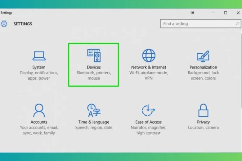 Chọn mục Devices trong cài đặt Windows