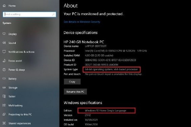 Xem thông tin loại hệ thống (32-bit hoặc 64-bit) trong Properties của máy tính