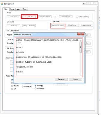 Lưu lại cài đặt EEPROM sau khi sử dụng phần mềm reset máy in Canon 6770