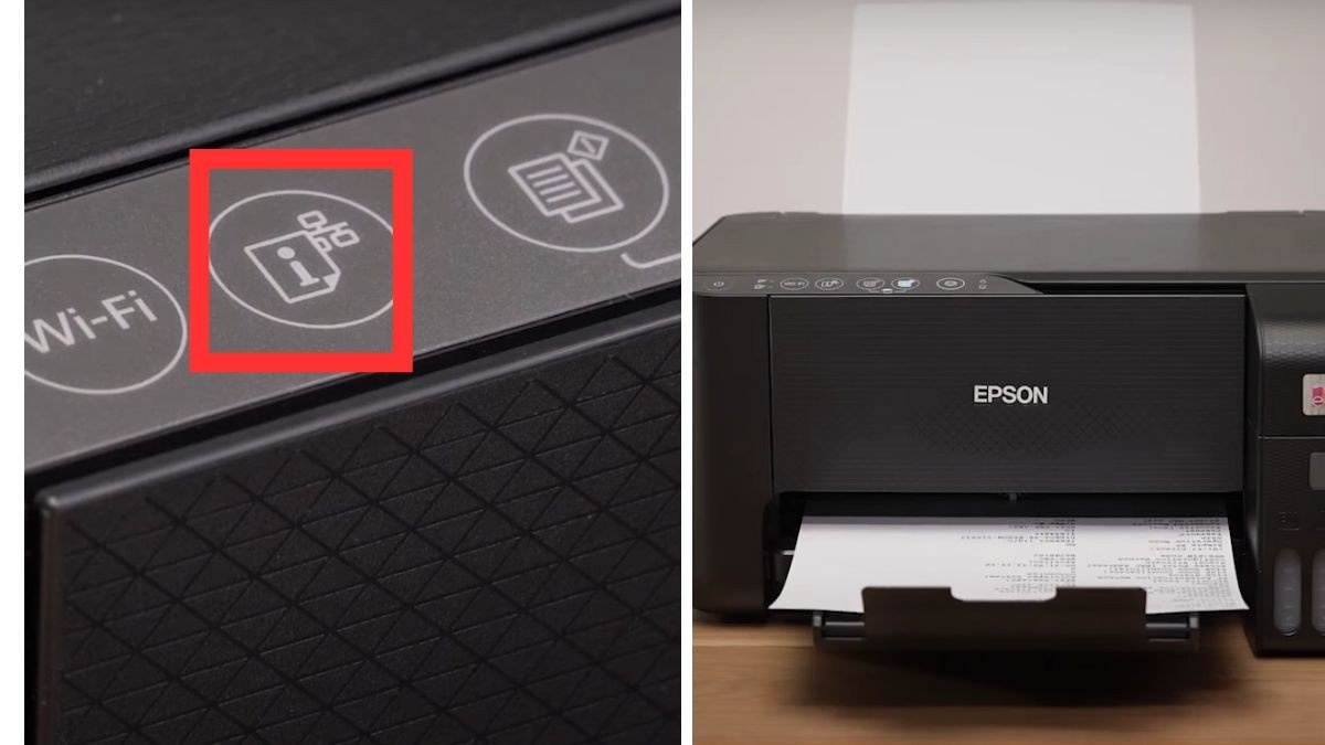 Tờ trạng thái mạng Wifi Direct được in ra từ máy in Epson