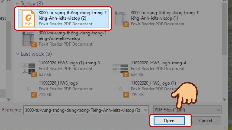 Chọn file PDF bị khóa và nhấn Open trong phần mềm Free PDF Password Remover