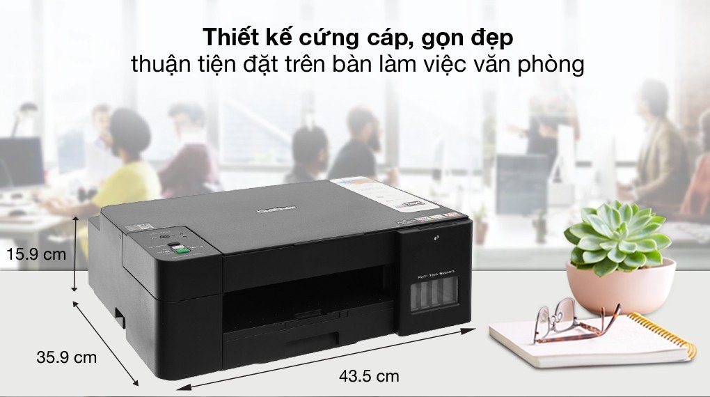 Máy in đa năng Brother DCP-T220 màu đen với thiết kế nhỏ gọn