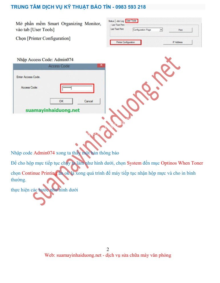 Chọn System trong User Tools để cài đặt tùy chọn mực in Ricoh