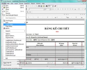 Cửa sổ Printer Setup chọn khổ giấy A5 và chế độ Landscape cho hóa đơn