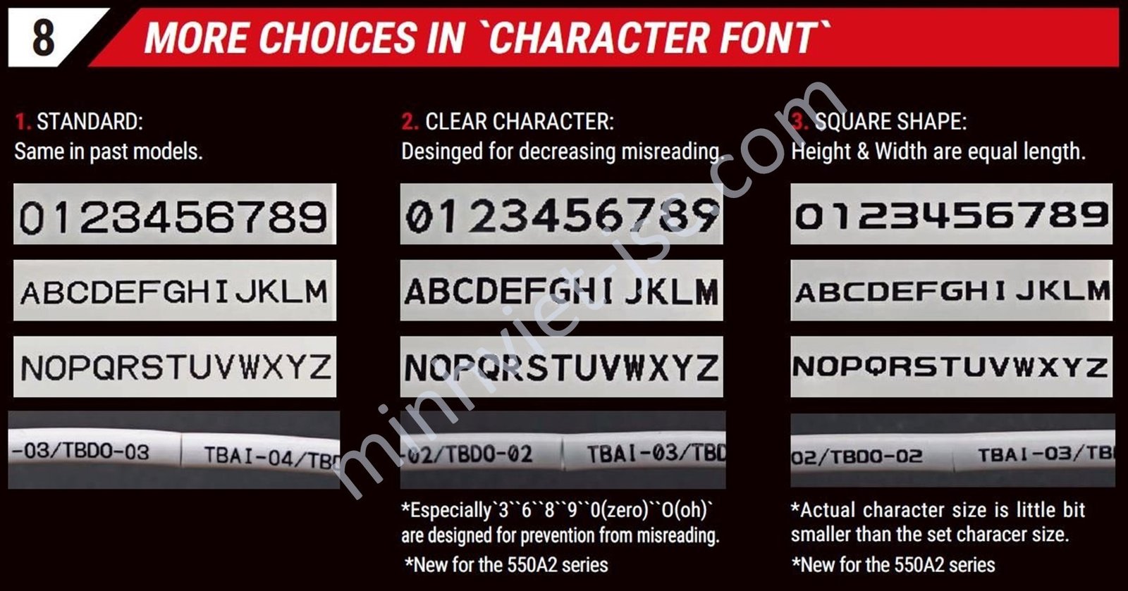 Tùy chọn nhập ký tự và font chữ đa dạng trên máy in đầu cốt LM-550A2