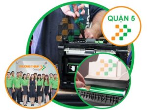 Kỹ thuật viên chuyên nghiệp đang thực hiện quy trình nạp mực máy in tại quận 5