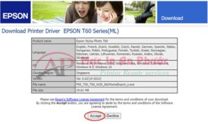 Trang tải driver chính thức của Epson cho máy in T60