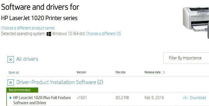 Trang web nhà sản xuất HP cung cấp link tải driver máy in LaserJet