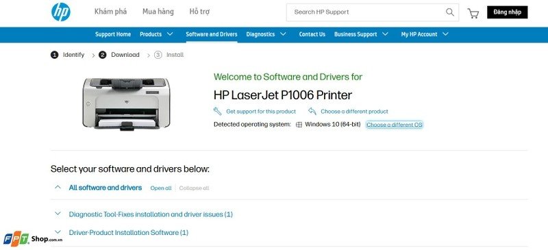 Danh sách các phiên bản driver máy in HP LaserJet P1006 để lựa chọn tải về