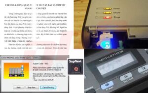 Đèn báo trên máy in cảnh báo sắp hết mực và cần bơm mực gấp